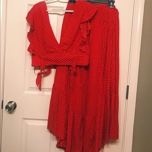 Free People Red Polka Dot Two Piece Dress